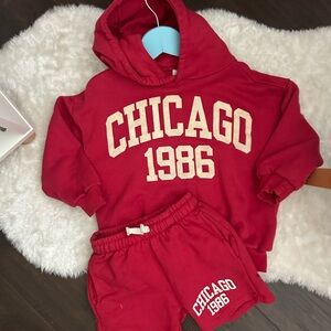 Zara Red Chicago Hoodie and Shorts Set